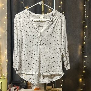 No.236 H&M White 3/4 Sleeve Blouse with Mandarin Collar